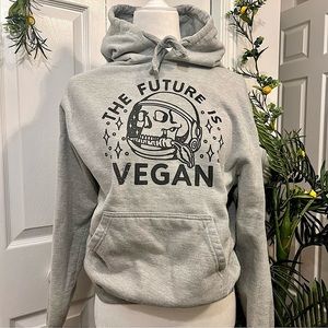 “The Future is Vegan” Grey Skull Hoodie
